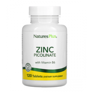 Nature's Plus Zinc Picolinate w/B6 Συμπλήρωμα Διατροφής με Ψευδάργυρο & Βιταμίνη Β6 & Πρωτεΐνη Ρυζιού 120ταμπλέτες