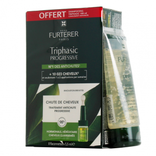 Rene Furterer Promo Triphasic Progressive 8x5.5ml Αγωγή Κατά της Προοδευτικής Τριχόπτωσης & Δωρο Triphasic Rituel Τονωτικό Σαμπουάν με Αιθέρια 'Ελαια 100ml 