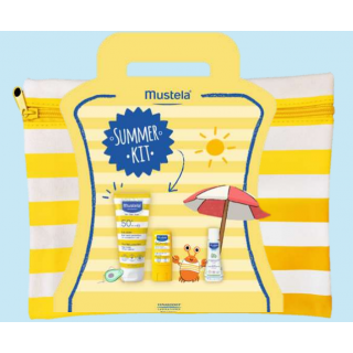 Mustela Summer Kit - Αντηλιακό γαλάκτωμα Σώματος & Προσώπου SPF50+ 100ml,  Αντηλιακό Στικ υψηλής προστασίας SPF50 9ml & Νερό Καθαρισμού χωρίς Ξέβγαλμα 50ml 