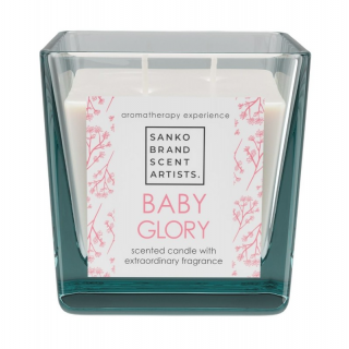 Sanko Scent Baby Glory Scented Candle 200gr Αρωματικό Κερί σε γυάλινο κύβο με άρωμα πούδρας