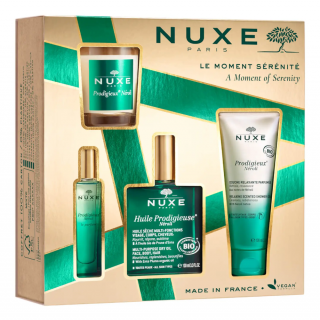 Nuxe Christmas 2023 Promo A Moment Of Serenity Prodigieux Neroli Κερί 70gr & Άρωμα 15ml & Ενυδατικό Ξηρό Λαδί 100ml & Αφρόλουτρο Με Νότες Neroli 100ml