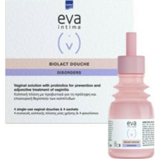 Eva Biolact Douche 4sachets Κολπική Πλύση με Προβιοτικά 4 Συσκευές μιας Χρήσης & 4 Φακελίσκοι