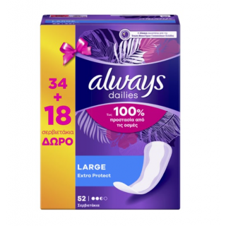 Always Σερβιετάκια Large Fresh 34 + ΔΩΡΟ 18 Τεμάχια