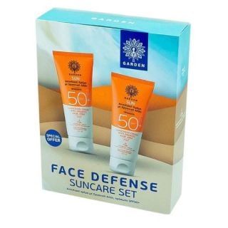 Garden Face Defense Suncare Set Sunscreen Face Cream Organic Aloe Vera SPF50+ Aντηλιακή Κρέμα Για Το Πρόσωπο με Οργανική Αλόη SPF50+ 2 x 50 ml