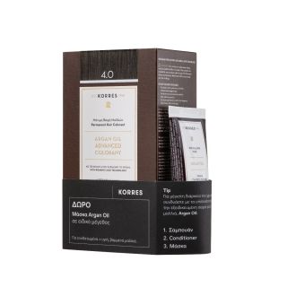 Korres Promo Argan Oil Advanced Colorant 50ml Μόνιμη Βαφή Μαλλιών 4.0 Καστανό & Δώρο Μάσκα Argan Oil 40ml