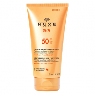 Nuxe SUN Melting Lotion High Protection SPF50 Αντηλικακό Γαλάκτωμα Υψηλής Προστασίας για Πρόσωπο & Σώμα 150ml