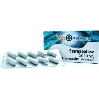 Viogenesis Serrapeptase 300.000 SPU 60κάψουλες για Διάσπαση Περιττού Ινώδους Ιστού