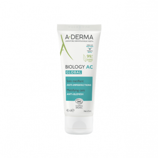 A-Derma Biology AC Global Soin 40ml Ενυδατική Κρέμα κατά των Ατελειών που Χαρίζει Ματ Όψη