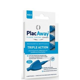 Plac Away Triple Action Μεσοδόντια Βουρτσάκια 0.6mm Μπλε 6τμχ