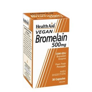 Health Aid Bromelain 500mg  Συμπλήρωμα Διατροφής για Βελτίωση  Πέψης 30φυτ.κάψουλες