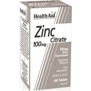 Health Aid Zinc Citrate 100mg 100ταμπλέτες Συμπλήρωμα Διατροφής με Ψευδάργυρο