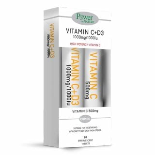 Power Health Vitamin C 1000mg+D3 1000iu Stevia 20 Εff.Tabs & Vitamin C 500mg Orange 20Εff.Tabs
