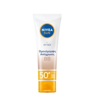 Nivea Sun UV BB SPF50+ Αντηλιακή Κρέμα Προσώπου Πολύ Υψηλής Προστασίας με Διακριτικό Χρώμα Ελαφριάς Υφής για Κανονικές Μικτές Επιδερμίδες 50ml