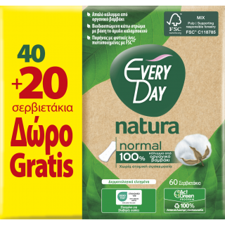 Every Day Natura Normal All Cotton Σερβιετάκια 60τμχ