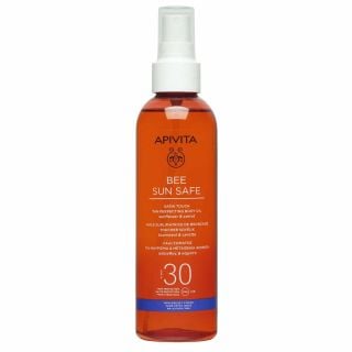 Apivita Bee Sun Safe Satin Touch Tan Perfection Body Oil Spf30 200ml Λάδι Σώματος για Μαύρισμα και Μεταξένια Αίσθηση 