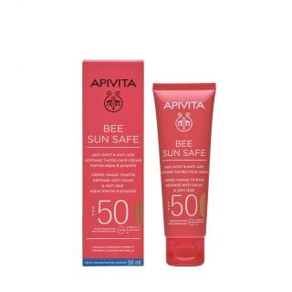 Apivita Bee Sun Safe Αντιηλιακό Προσώπου SPF50 Κατά των Πανάδων & Ρυτίδων με Χρώμα Golden Απόχρωση 50ml