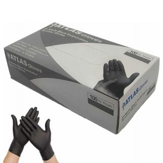 Atlas Gloves Vi-Nitrile Γάντια Νιτριλίου Μαύρα X-Large 100τεμάχια