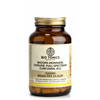 Bio Tonics Bacopa Monnieri, Choline, Full Spectrum Curcumin, B12 526mg Brain Pat.14.SL09 60κάψουλες