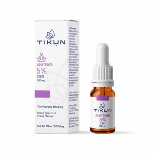 Tikun Any Time 5% CBD 500mg Έλαιο Κάνναβης Σε Υπογλώσσιες Σταγόνες Με Γεύση Εσπεριδοειδών 10ml