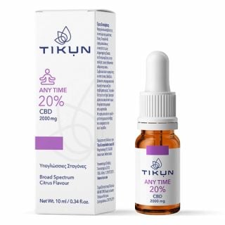 Tikun CBD Any Time  2000mg Έλαιο Κάνναβης Σε Υπογλώσσιες Σταγόνες Με Γεύση Εσπεριδοειδών 10ml