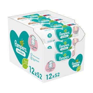 Pampers Baby Wipes Sensitive Μωρομάντηλα 12 x 52 Τεμάχια (624 τεμάχια)