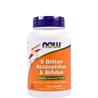 Now Foods 8 Billion Acidophilus & Bifidus 60κάψουλες για Σωστή Λειτουργία Εντέρου