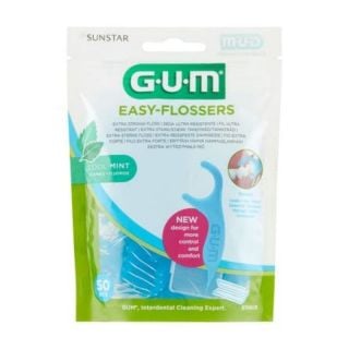 Gum Easy Flossers Mint 50 τεμάχια Οδοντικό Νήμα σε Διχάλες με Γεύση Μέντας