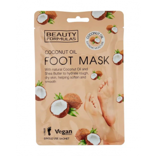 Beauty Formula Coconut Oil Foot Mask Ενυδατική Μάσκα Ποδιών 1 Ζευγάρι