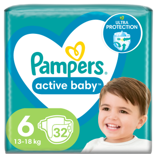 Pampers Active Baby Βρεφικές Πάνες No6 (13-18kg) 32τμχ