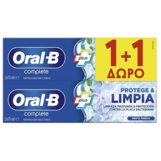 Oral-B Complete Protect & Clean 2 x 75ml Οδοντόκρεμα για Βαθύ Καθαρισμό και Προστασία απο την Βακτηριακή Πλάκα