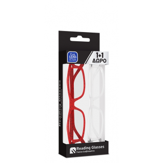 EyeLead Promo +1.50 Γυαλιά Πρεσβυωπίας 1+1 Δώρο Κόκκινο - Διάφανο 2τεμάχια