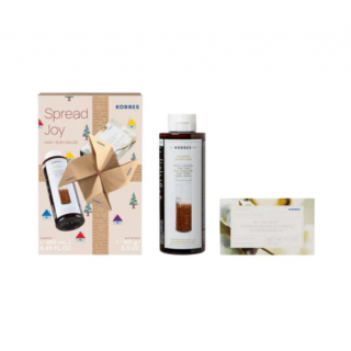 Korres Spread Joy Hair & Body Dailies Σετ Μαλλιά & Σώμα: Σαμπουάν Για Λεπτά/Αδύναμα Μαλλιά 250ml &  Σαπούνι Σώματος Αγνό Βαμβάκι 150gr