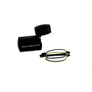 Perspektiv Compact Folding Reading Glasses with Carrying Case Yellow Frame +2.00