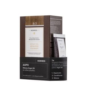 Korres Promo Argan Oil Advanced Colorant 50ml Μόνιμη Βαφή Μαλλιών 8.0 Ξανθό Ανοιχτό & Δώρο Μάσκα Argan Oil 40ml