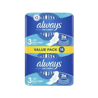 Always Ultra Day & Night Value Pack Σερβιέτες No.3 με Φτερά 16 Τμχ