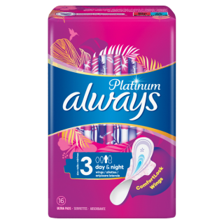 Always Platinum Ultra Pads Day & Night Σερβιέτες με Φτερά 16 Τμχ