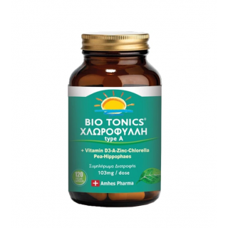 Bio Tonics Chlorophyll Type A D3, Zn & Pea Hippophaes 103mg Συμπλήρωμα Διατροφής Χλωροφύλλη, 120 Caps