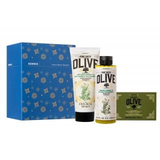 Korres Gift Set Pure Greek Olive Αφρόλουτρο Χαμομήλι 250ml, Κρέμα Σώματος Χαμομήλι 200ml & Στερεό Σαπούνι 250g