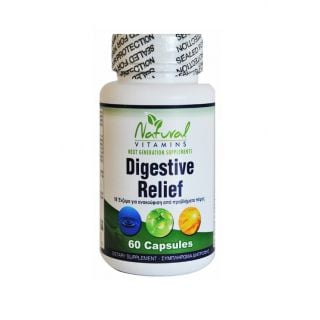 Natural Vitamins Digestive Relief 60 Κάψουλες Συμπλήρωμα Διατροφής για Ανακούφιση από Προβλήματα Πέψης