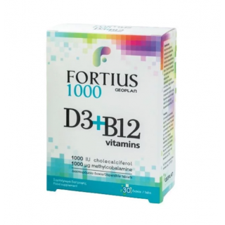 Geoplan Fortius D3 1000IU + B12 1000IU Συμπλήρωμα Διατροφής 30 Ταμπλέτες