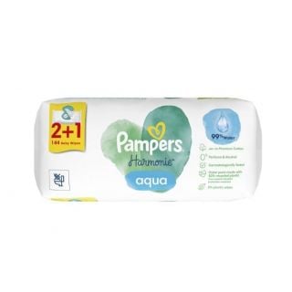 Pampers Harmonie Aqua Baby Wipes (2+1) Μωρομάντηλα, 144pcs