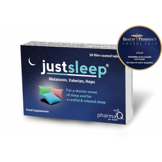 PharmaQ Just Sleep Food Supplement with Melatonin, Valerian & Hops Extract 30Tabs