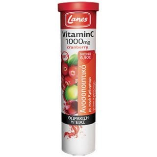 Lanes Vitamin C 1000mg + Cranberry 20 Effervescent Tabs