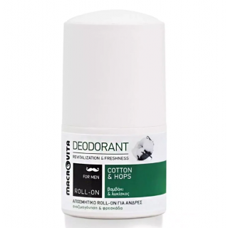 Macrovita Deodorant Roll-on for Men Cotton & Hops 50ml Αποσμητικό για Άνδρες Βαμβάκι & Λυκίσκος