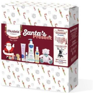 Mustela Santa's Present - Gentle Cleansing Gel Βρεφικό Παιδικό Τζελ Καθαρισμού 500ml + 50ml , Κρέμα Αλλαγής Πάνας 50ml, Λάδι Για Μασάζ 100ml & Αρκουδάκι