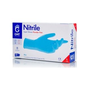 GMT Super Gloves Nitrile Blue Εξεταστικά Γάντια Νιτριλίου Χωρίς Πούδρα LARGE 100pcs