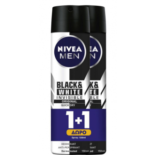 Nivea Men Invisible Black & White Original Αποσμητικό Σπρέι 2x150ml