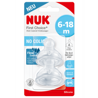 Nuk First Choice Plus Θηλές Σιλικόνης Flow Control 6-18m 2τμχ