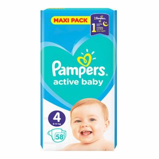 Pampers Active Baby Maxi Pack No4 (9 - 14kg) 58