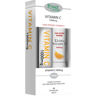 Power Health Promo Vitamin C 1000mg Με Στέβια 20 Αναβράζοντα Δισκία + ΔΩΡΟ Vitamin C 500mg 20 Αναβράζοντα Δισκία